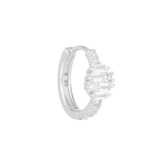 The Crystal Baguette Orbit Hoops - 925 Silver
