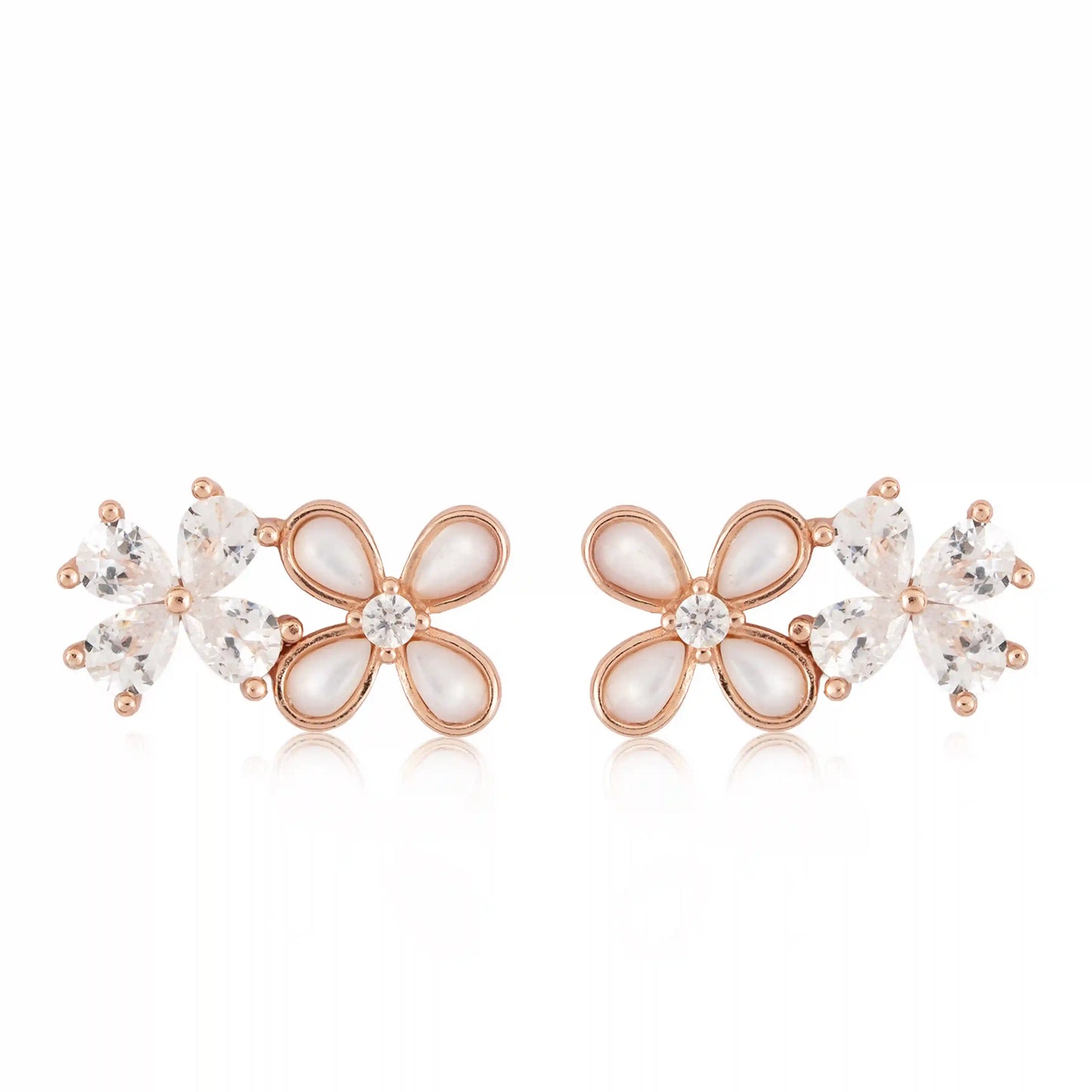 Blossia Rose Gold & 925 Silver Stud Earrings