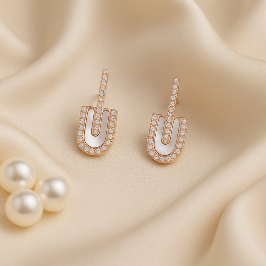 The Luna Loop Mother of Pearl Rose Gold Silver Earrings