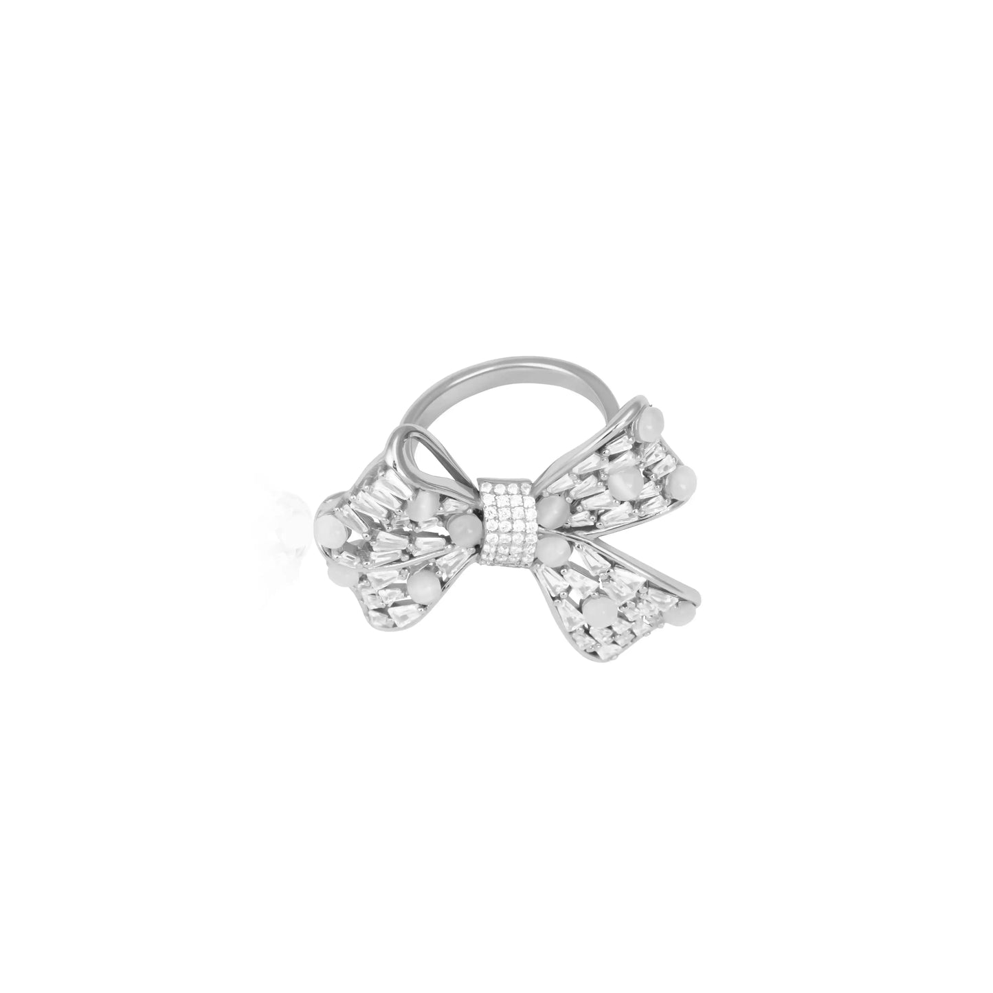 Catseye Stone Bow Cocktail Ring - 925 Silver