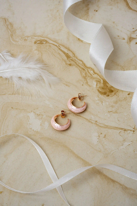 Blush Crescent Hoops - 925 Silver