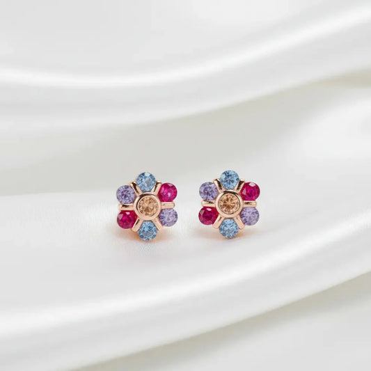 Kaleidoscope Bloom 925 Silver Multi-Stone Studs