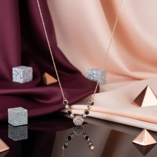 HexaGlow 925 Silver Rose Gold Adjustable Pendant Necklace