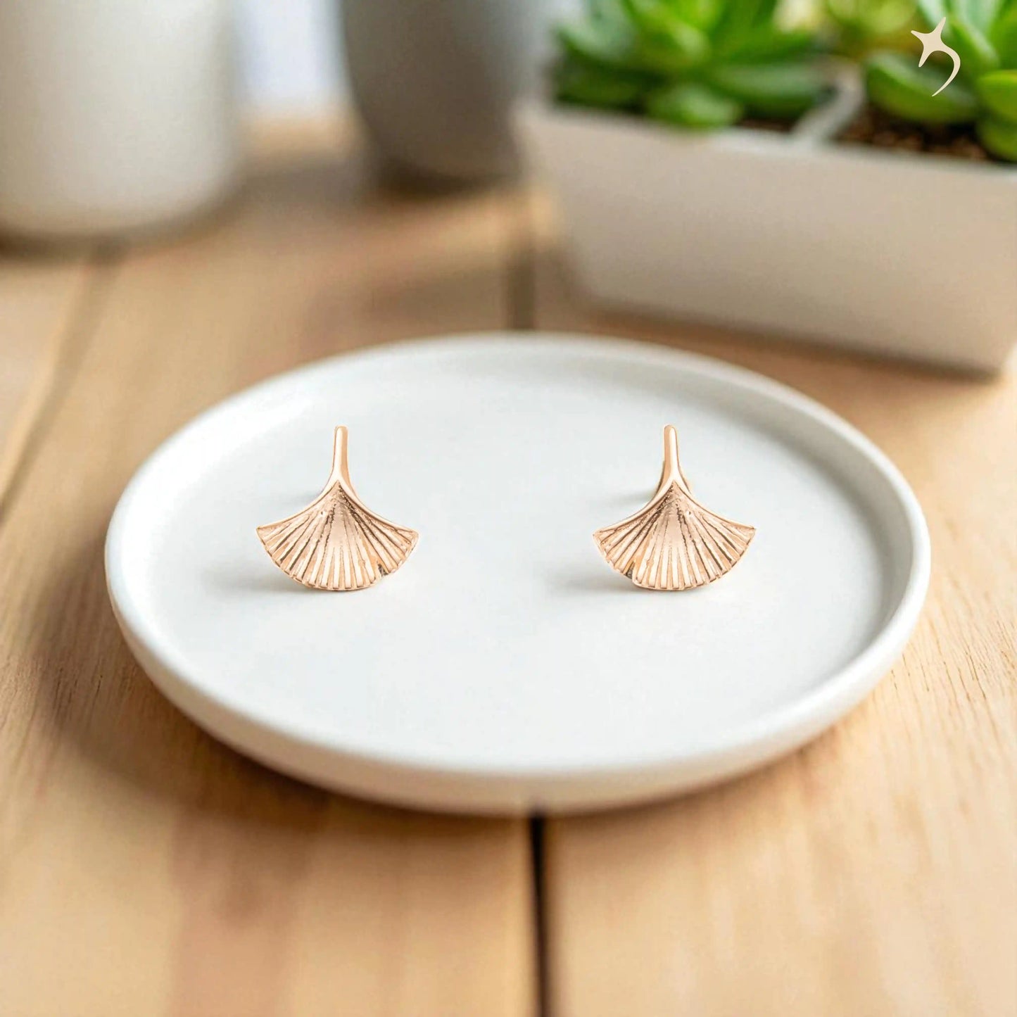 Ginkgo Grace Rose Gold Earrings - 925 Silver