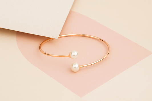 Blush Pearl Rose Gold Silver Kada,