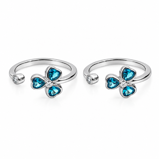 Azure Blossom 925 Silver Adjustable Toe Ring (Rose Gold Finish)