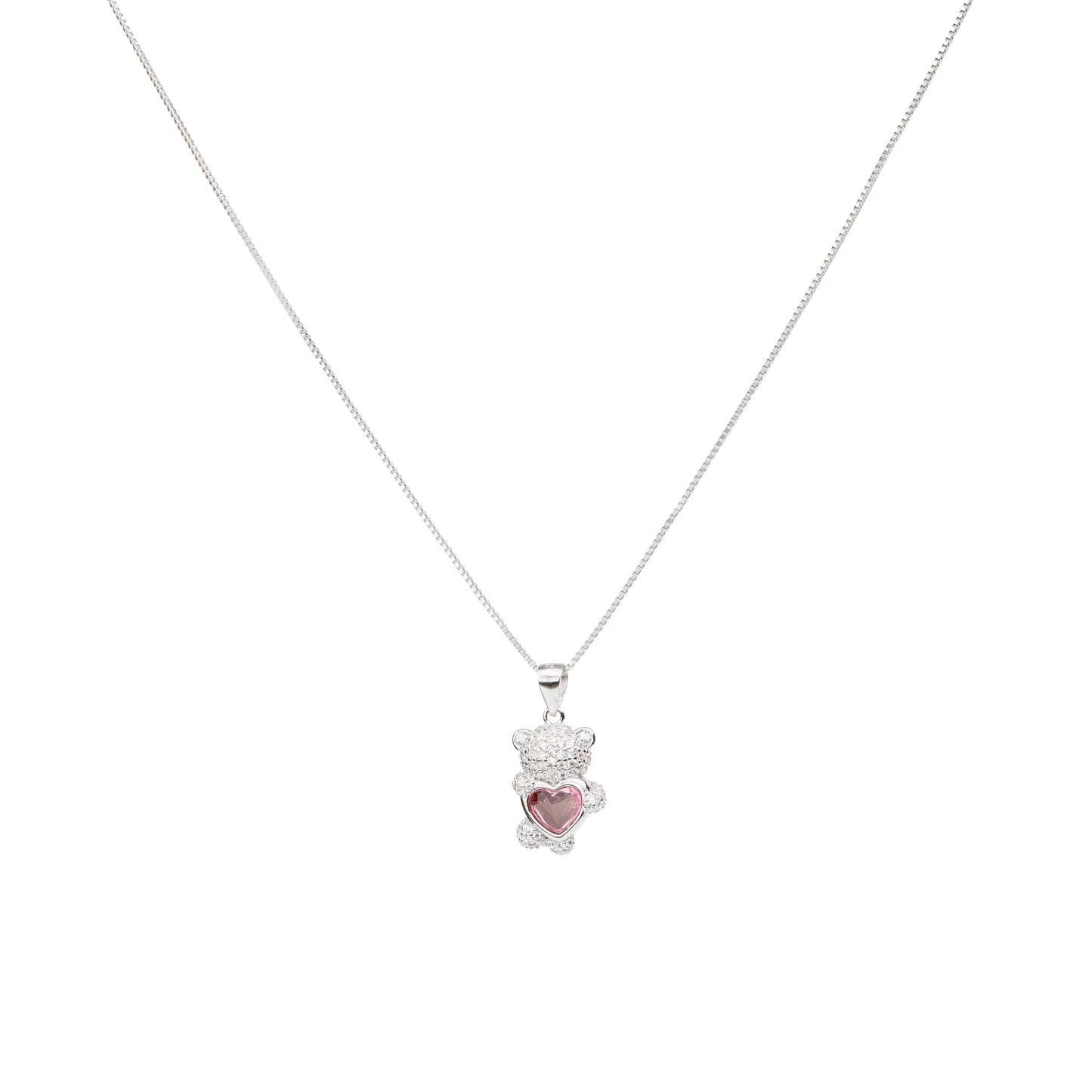 Teddy Bear Heart Necklace - 925 Silver