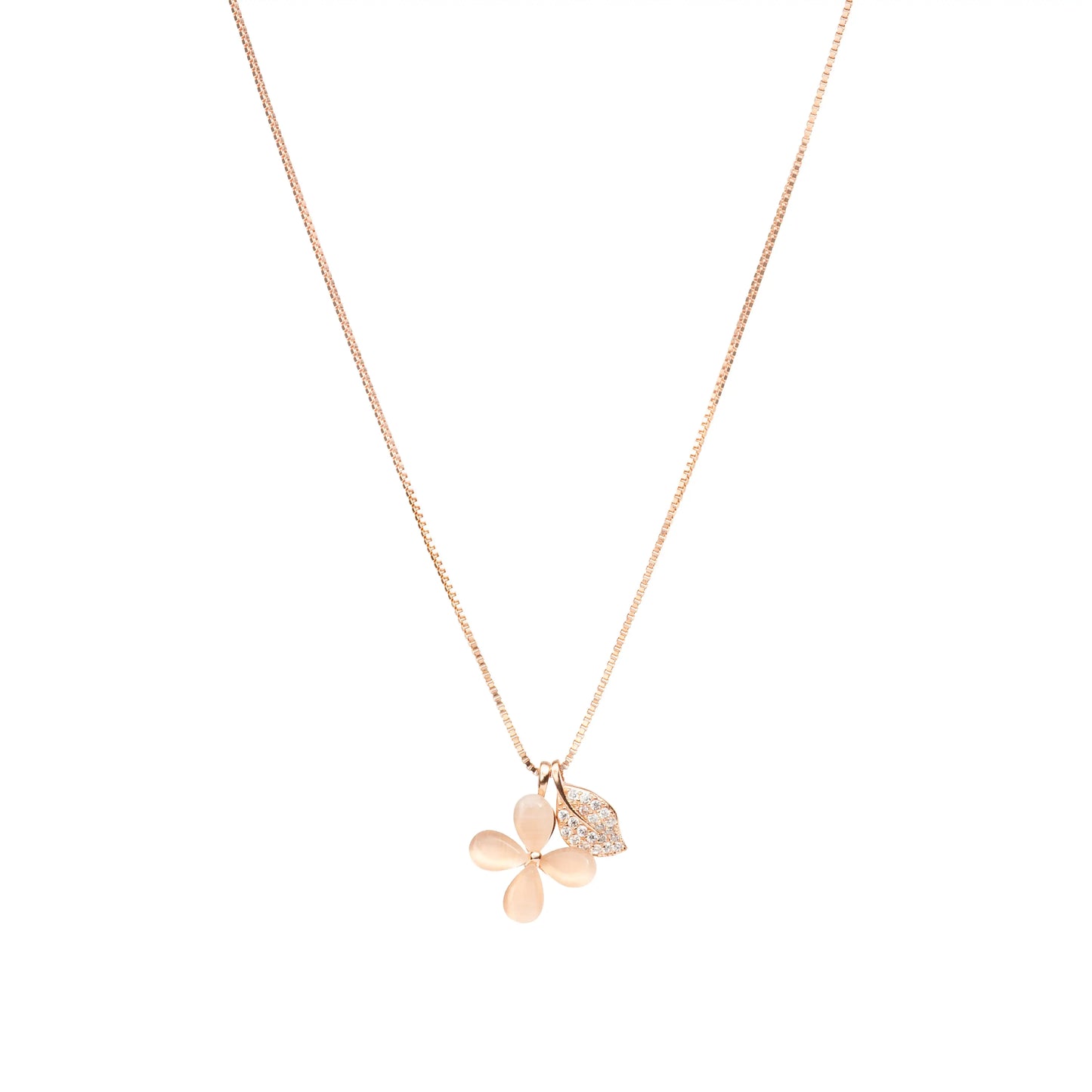 Blush Bloom Floral Necklace - 925 Silver