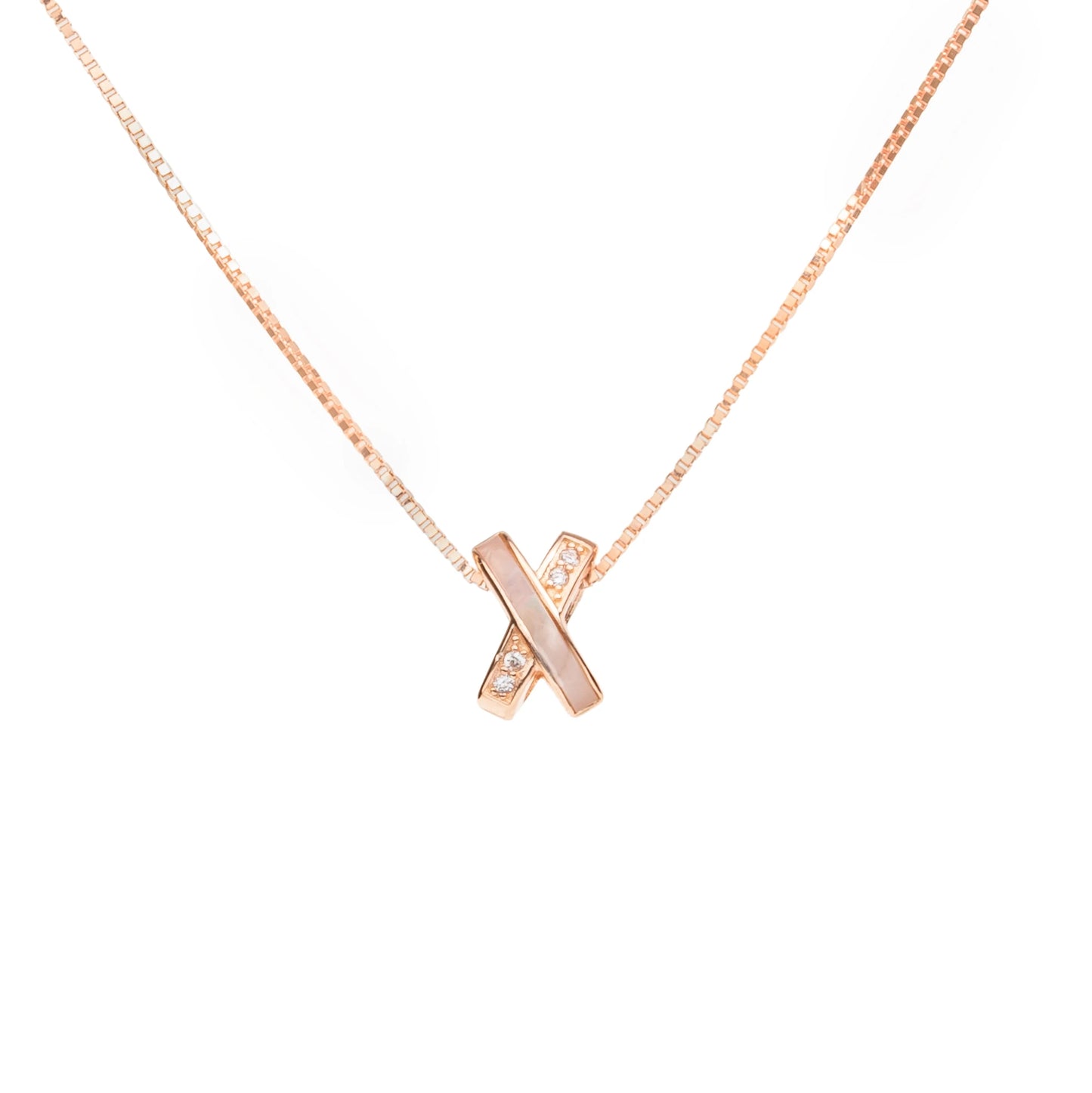 Criss Cross Elegance Pendant Necklace - 925 Silver