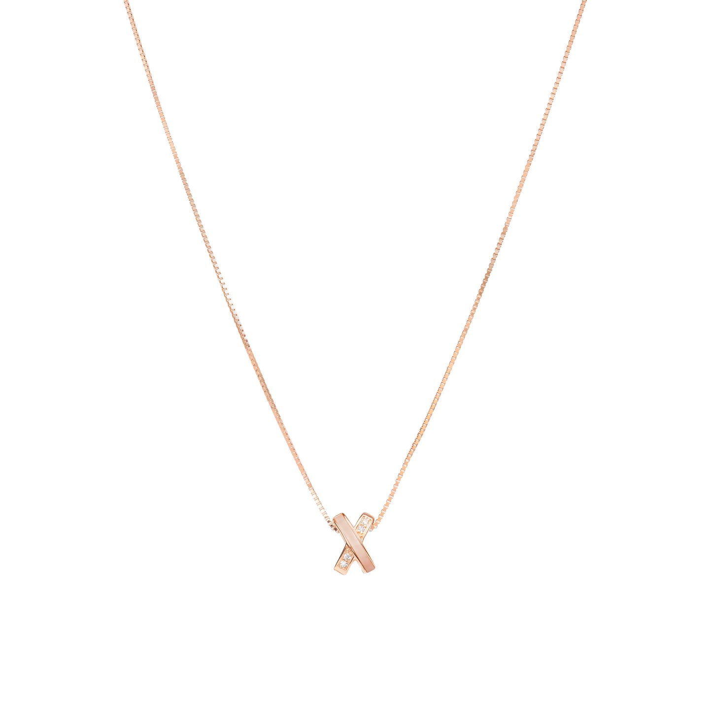 Criss Cross Elegance Pendant Necklace - 925 Silver