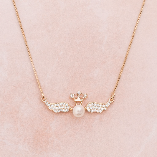 Angel Wings Pearl Necklace - 925 Silver