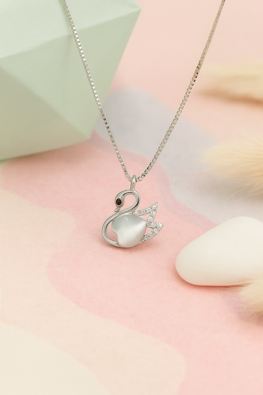 Swan Serenade Silver Necklace