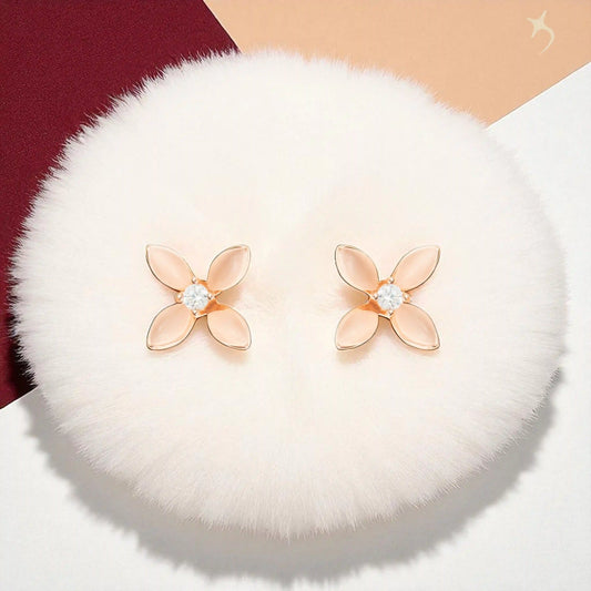 Petal Kiss Stud Earrings - 925 Silver