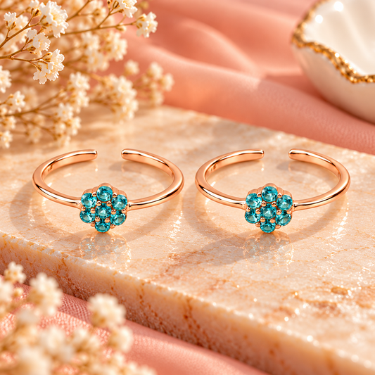 Aurelia Aqua Bloom 925 Silver Adjustable Toe Ring
