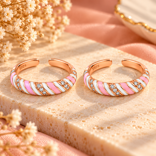 925 Silver Pastel Swirl Adjustable Toe Ring