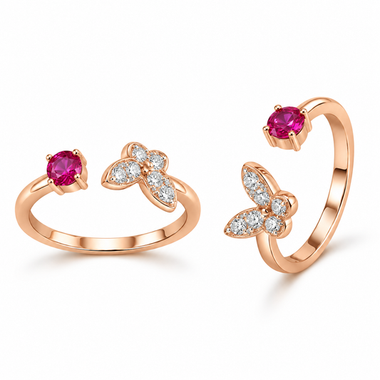 Ruby Flutter 925 Silver Adjustable Toe Ring