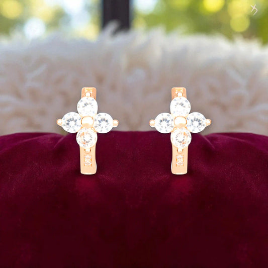 Rosette Radiance Huggie Hoops - 925 Silver