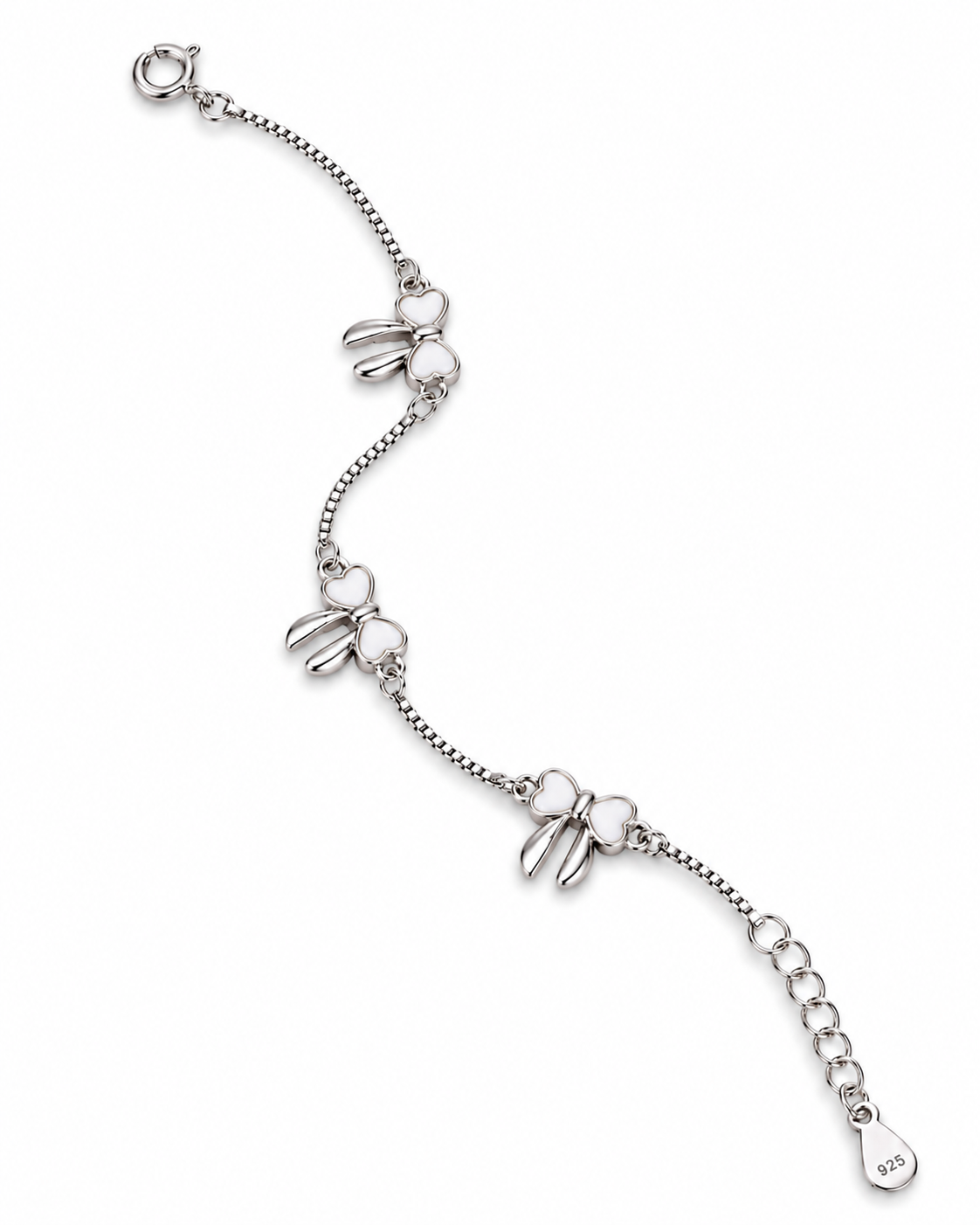Black Heart Charm 925 Sterling Silver Bracelet