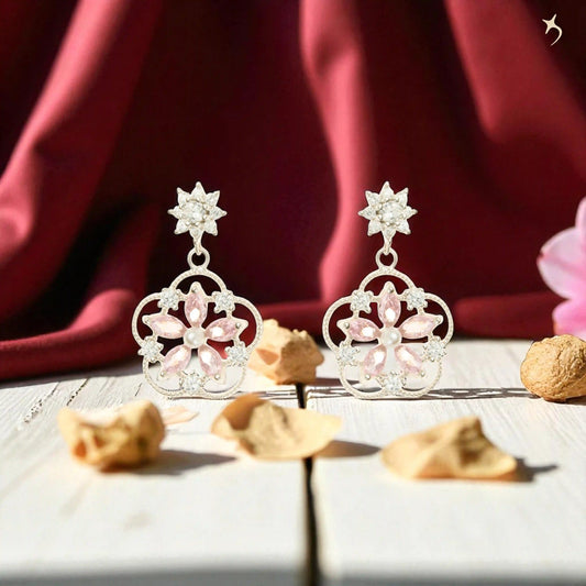 The Celeste Bloom Drop Earrings - 925 Silver