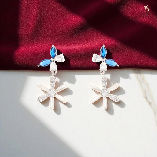 The Sapphire Bloom Drop Studs - 925 Silver