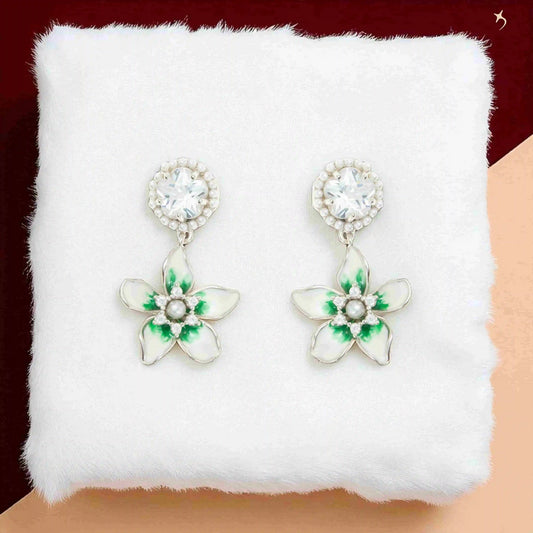 The Verdant Bloom Crystal Stud Drops - 925 Silver