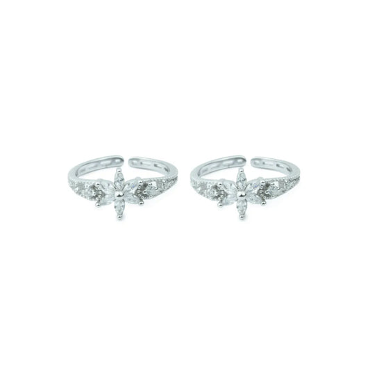 floral Glow 925 Silver Adjustable Toe Ring (Rose Gold Finish)