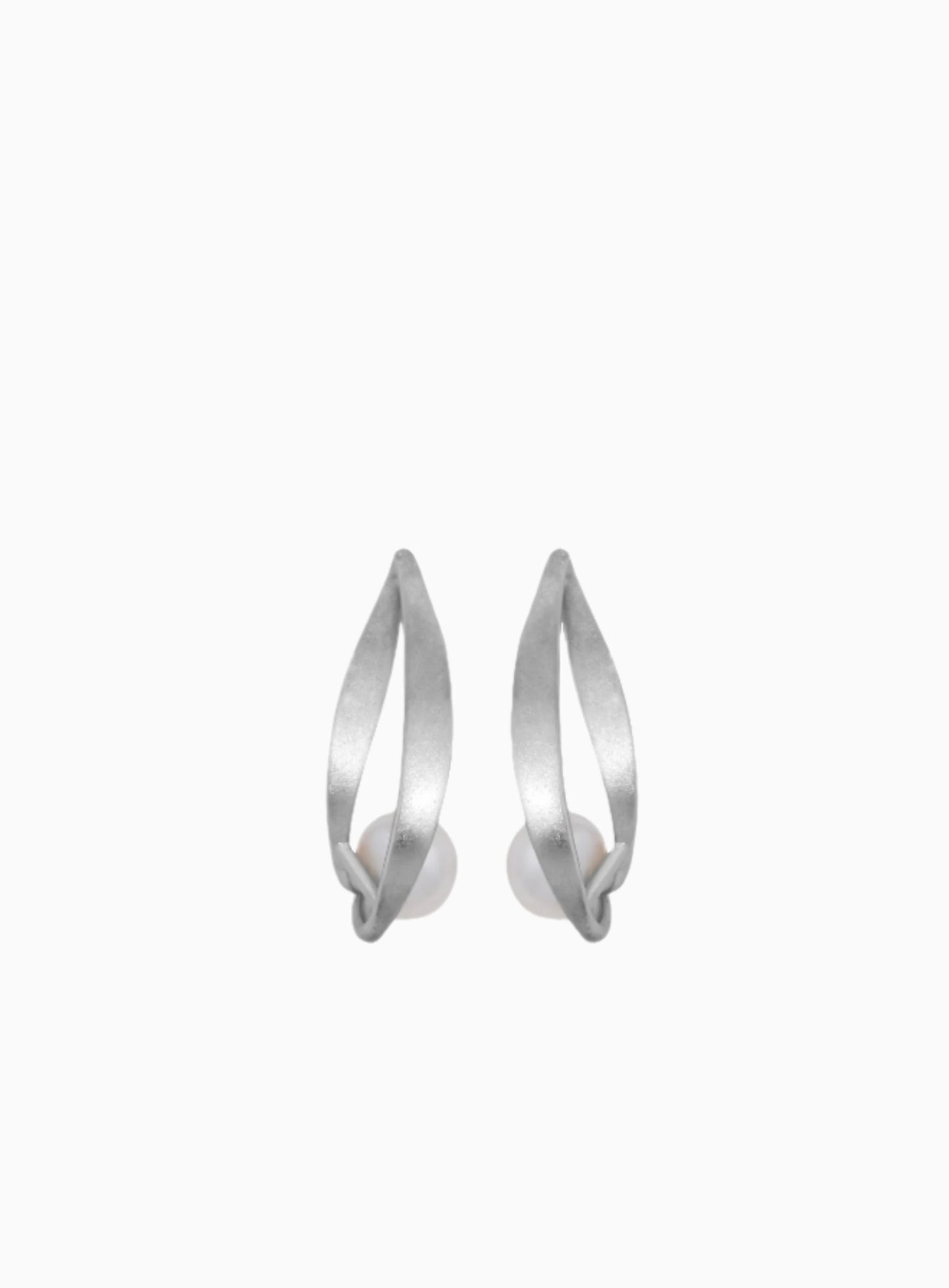 Matte Finish Plain Silver Water Pearl Earrings - 925 SIlver