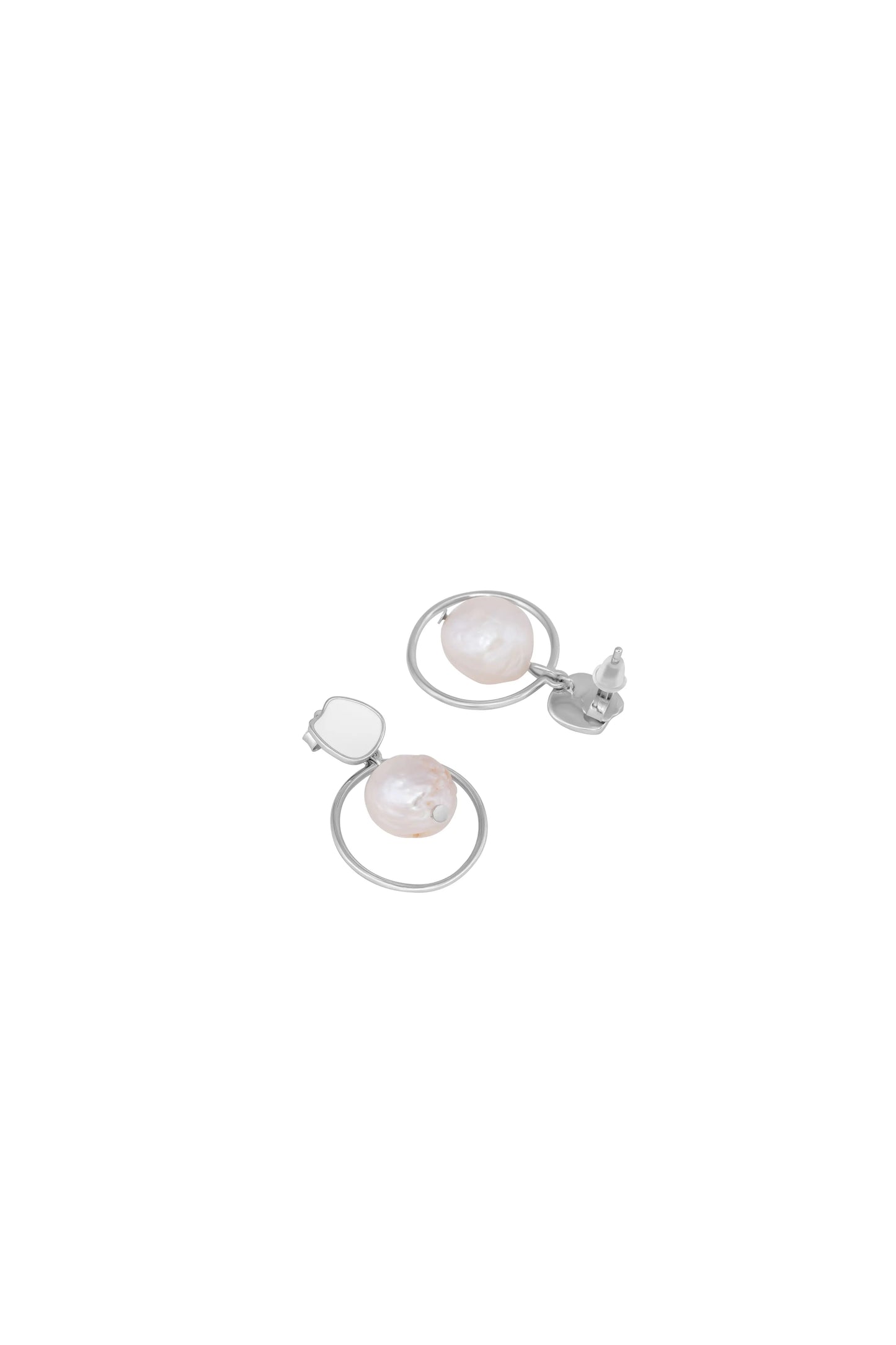 White Enamel Natural Pearl - 925 Silver