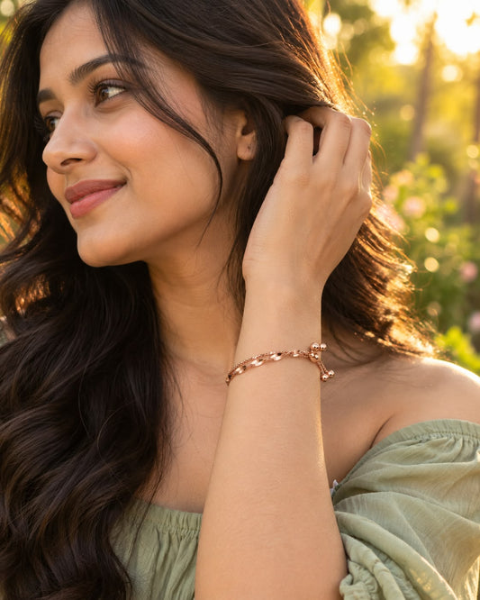 Rose Gold Twisted Double-Layer Chain Bracelet