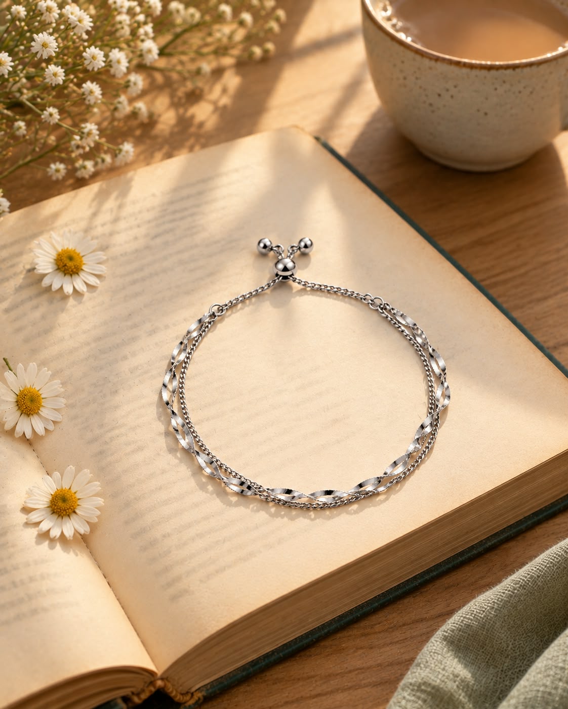 Rose Gold Twisted Double-Layer Chain Bracelet