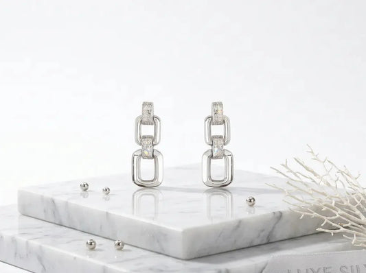 Infinity Link Rose Gold Earrings - 925 Silver