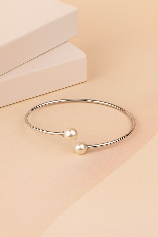 Pearl Whisper Silver Cuff bracelet