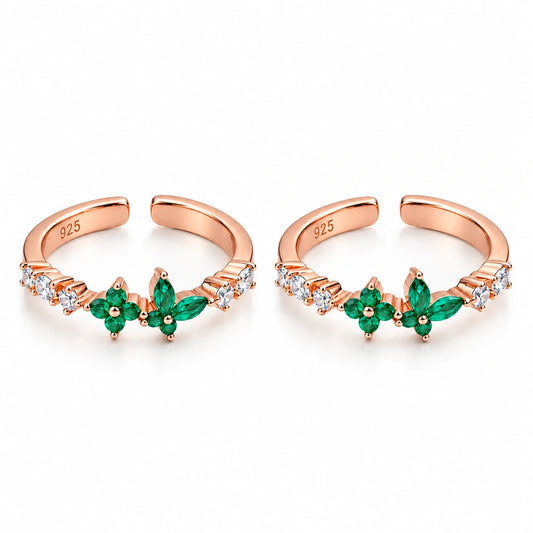 Verdelle Bloom Adjustable Toe Ring (Rose Gold Finish)-925 Silver