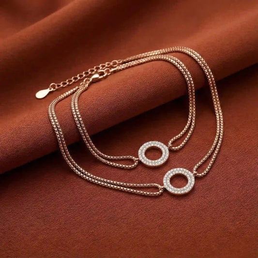 Celeste Halo Rose Gold Anklet - 925 Silver