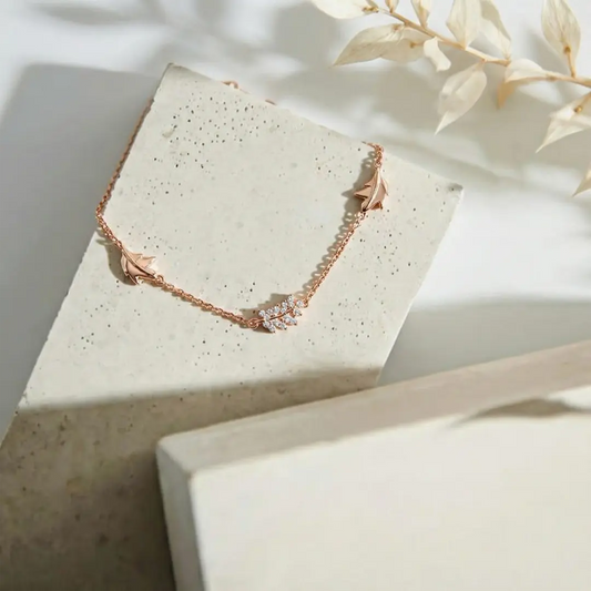 Sparkling Ivory 925 Silver Rose Gold Adjustable Charm Bracelet