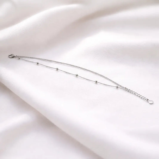Timeless Elegance 925 Silver Minimalist Adjustable Bead Bracelet