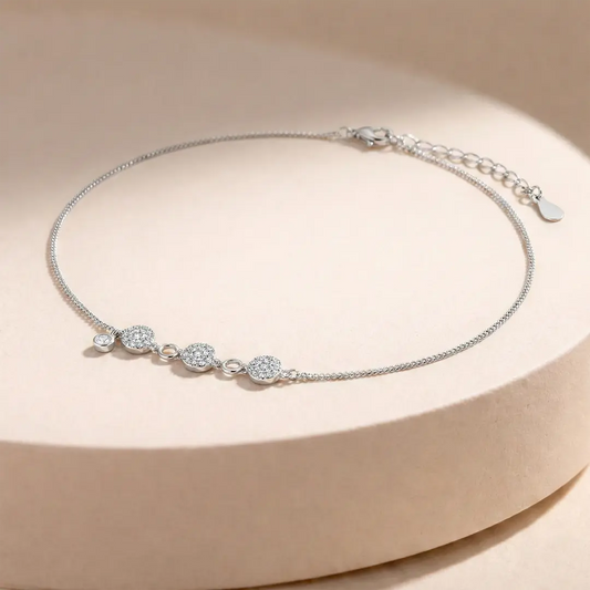 Luminous Trio 925 Silver Rose Gold Adjustable Charm Bracelet