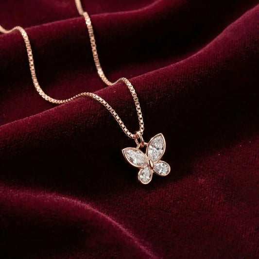 Butterfly Grace Necklace - 925 Silver rose gold