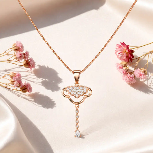 Celestial Cloud 925 Silver Adjustable Rose Gold Necklace