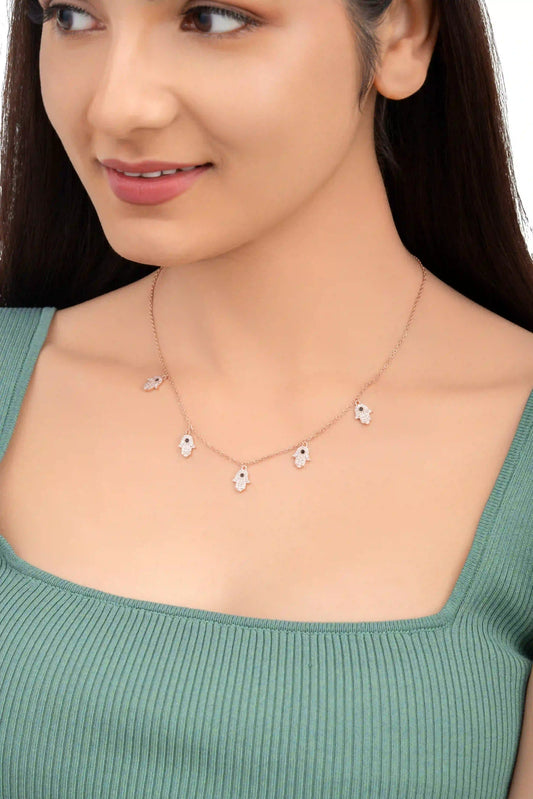 Hamsa Charm Necklace - 925 Silver