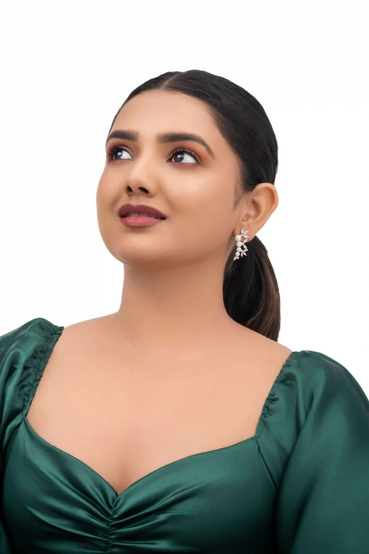 Fresh water Pearl with Cubic Zerconia - 925 Silver