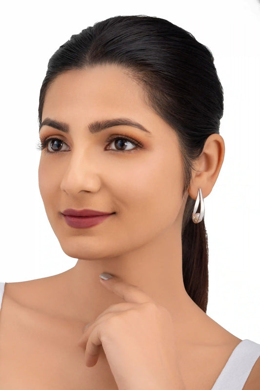 Matte Finish Plain Silver Water Pearl Earrings - 925 SIlver