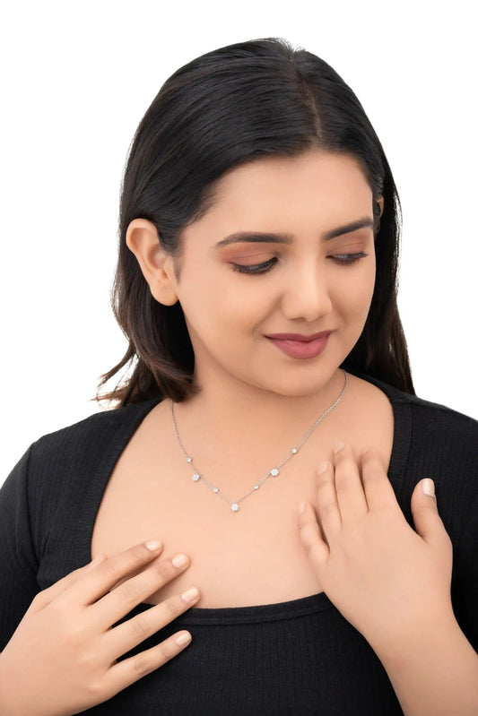 Floral Elegance Necklace - 925 Silver