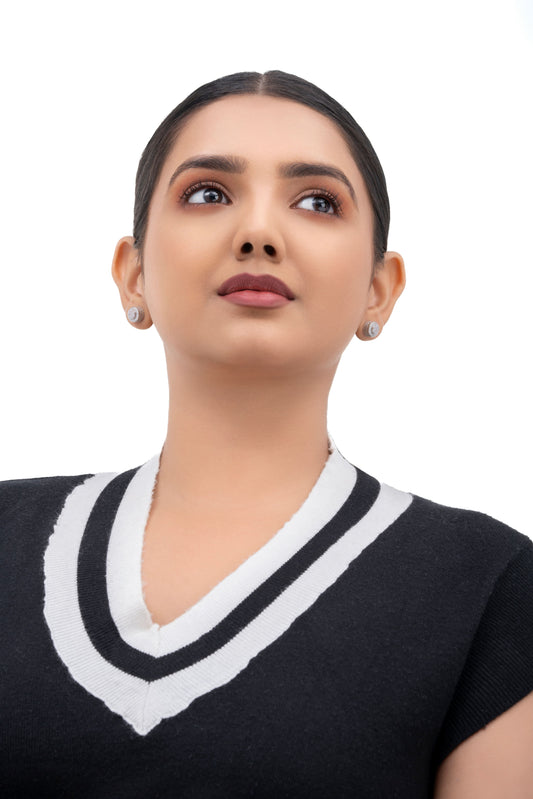 Cubic Zirconia Full Stone Studs - 925 silver