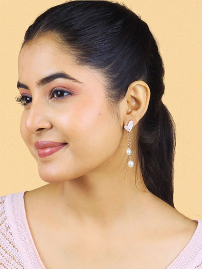 Heart Pearl Dangler - 925 Silver