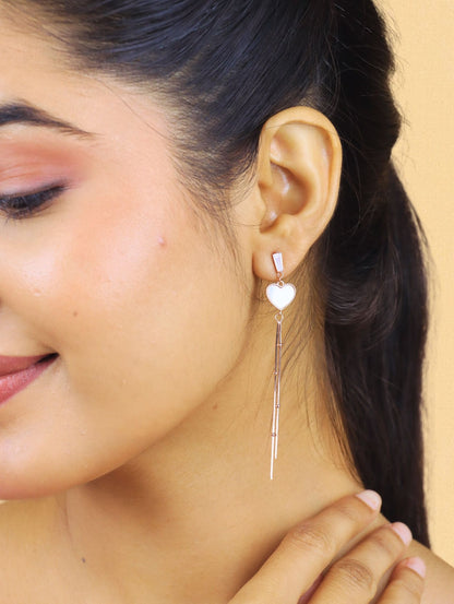 Heart Shell Danglers - 925 Silver