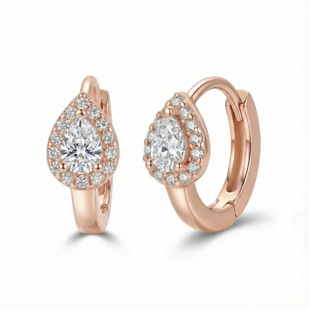 Celeste Droplet Hoops Earrings  - 925 Silver