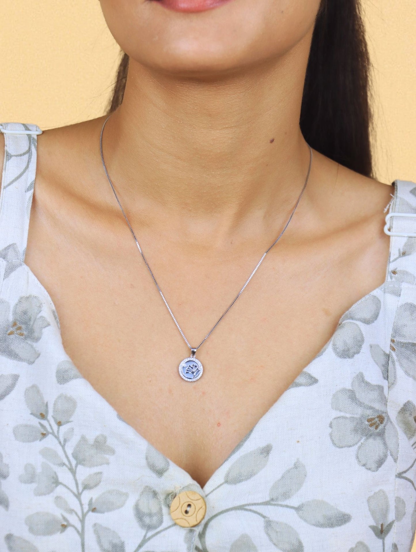 Floral Embrace Medallion Necklace - 925 Silver