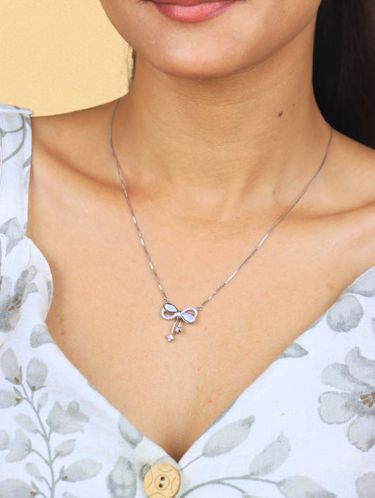 Starlit Bow Silver Necklace - 925 Silver
