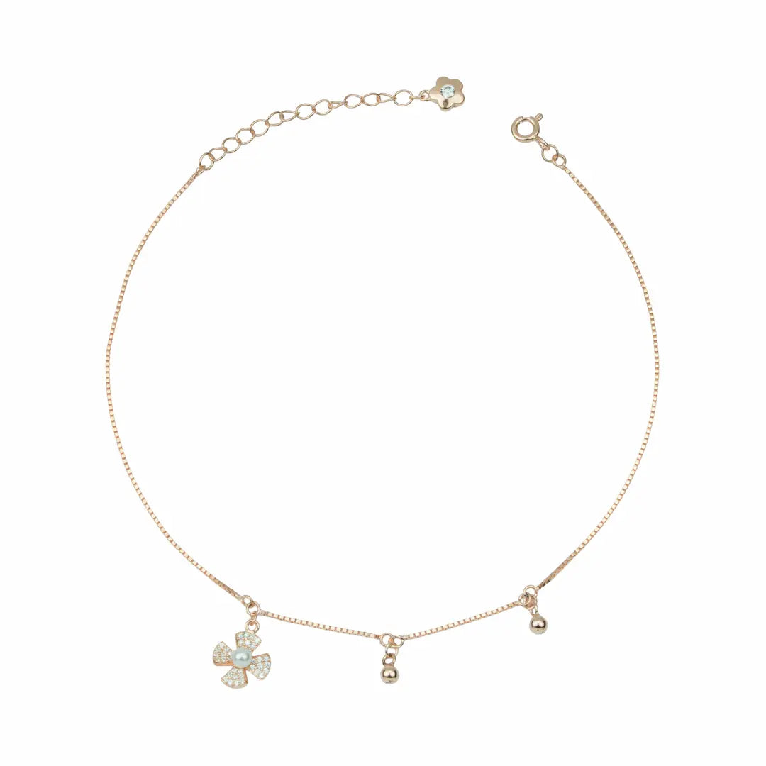 Luxury Rose Gold 925 Silver Adjustable Charm Anklets